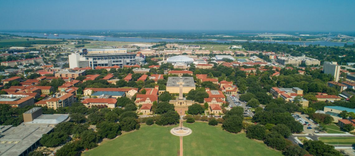 Drone aerial photo Louisiana State University college campus